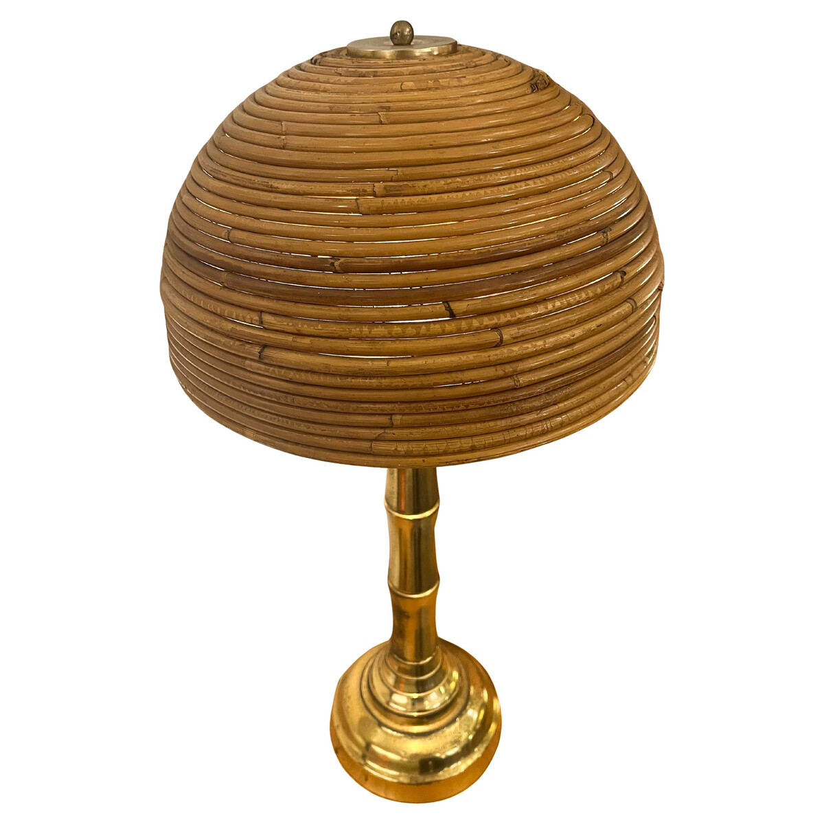 Brass and Bamboo Modern Table Lamp, Italy