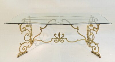 Brass And Glass Italian Console/Dining Table