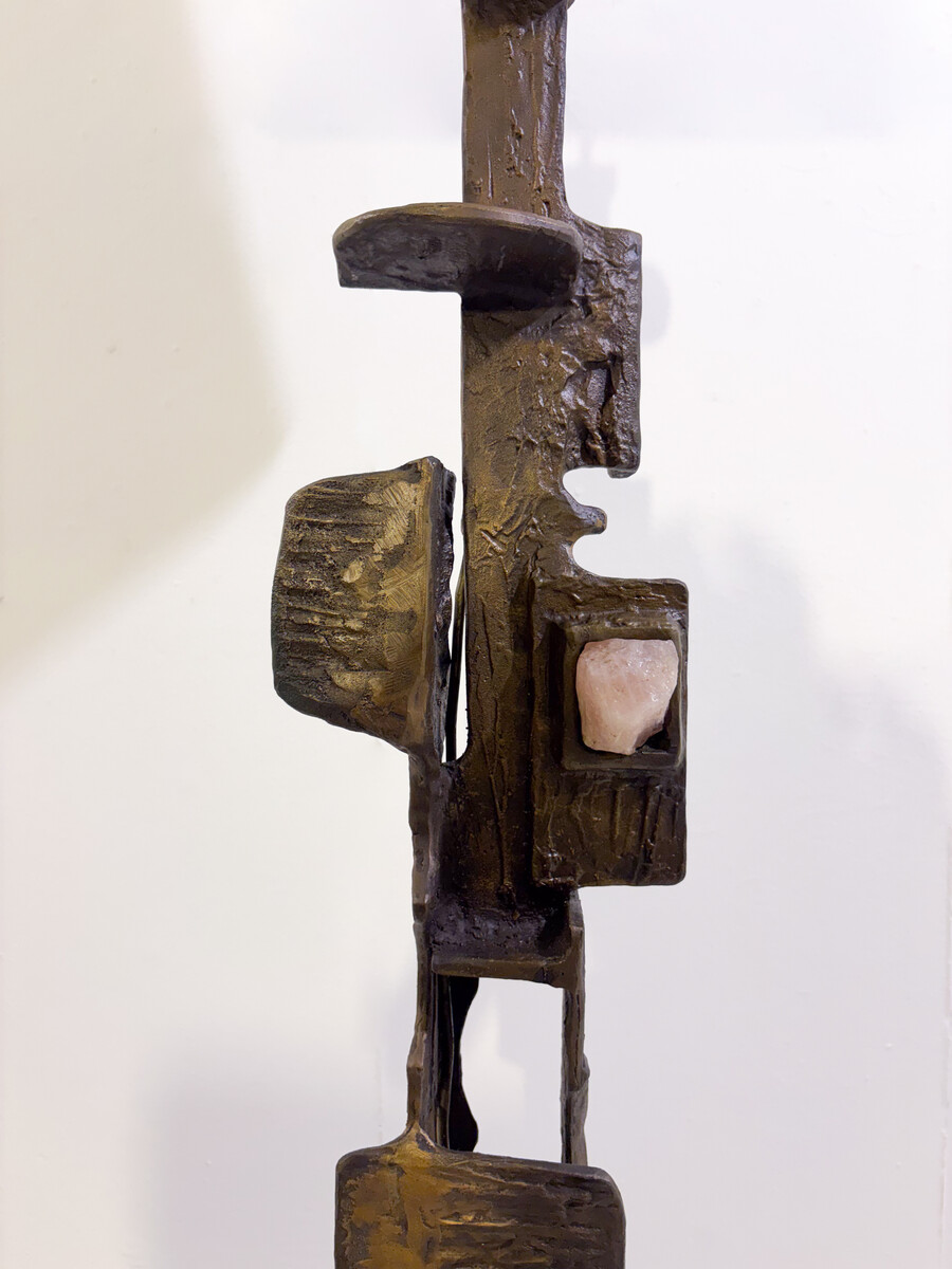 Brutalist Floor Lamp with Incrusted Stones , 1970s