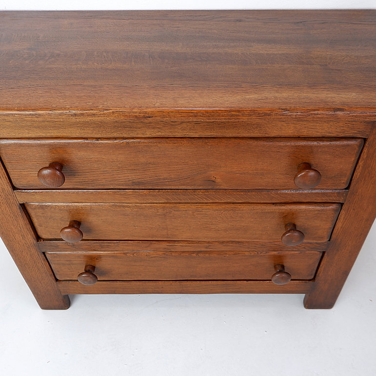 Brutalist Masive Oak chest of drawers - 1960s