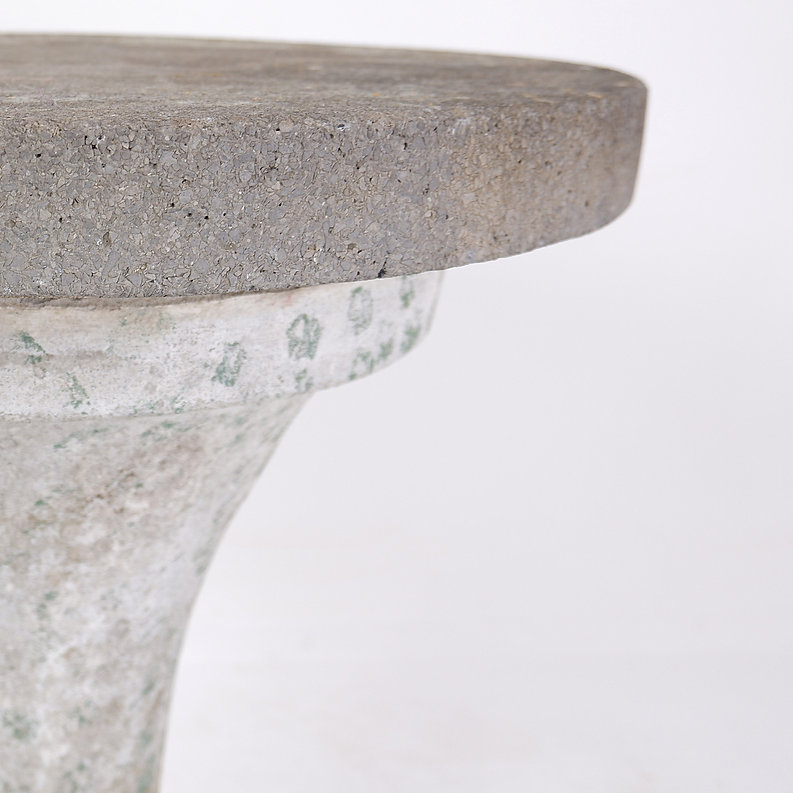 Cast stone round top pedestal garden table - 1958