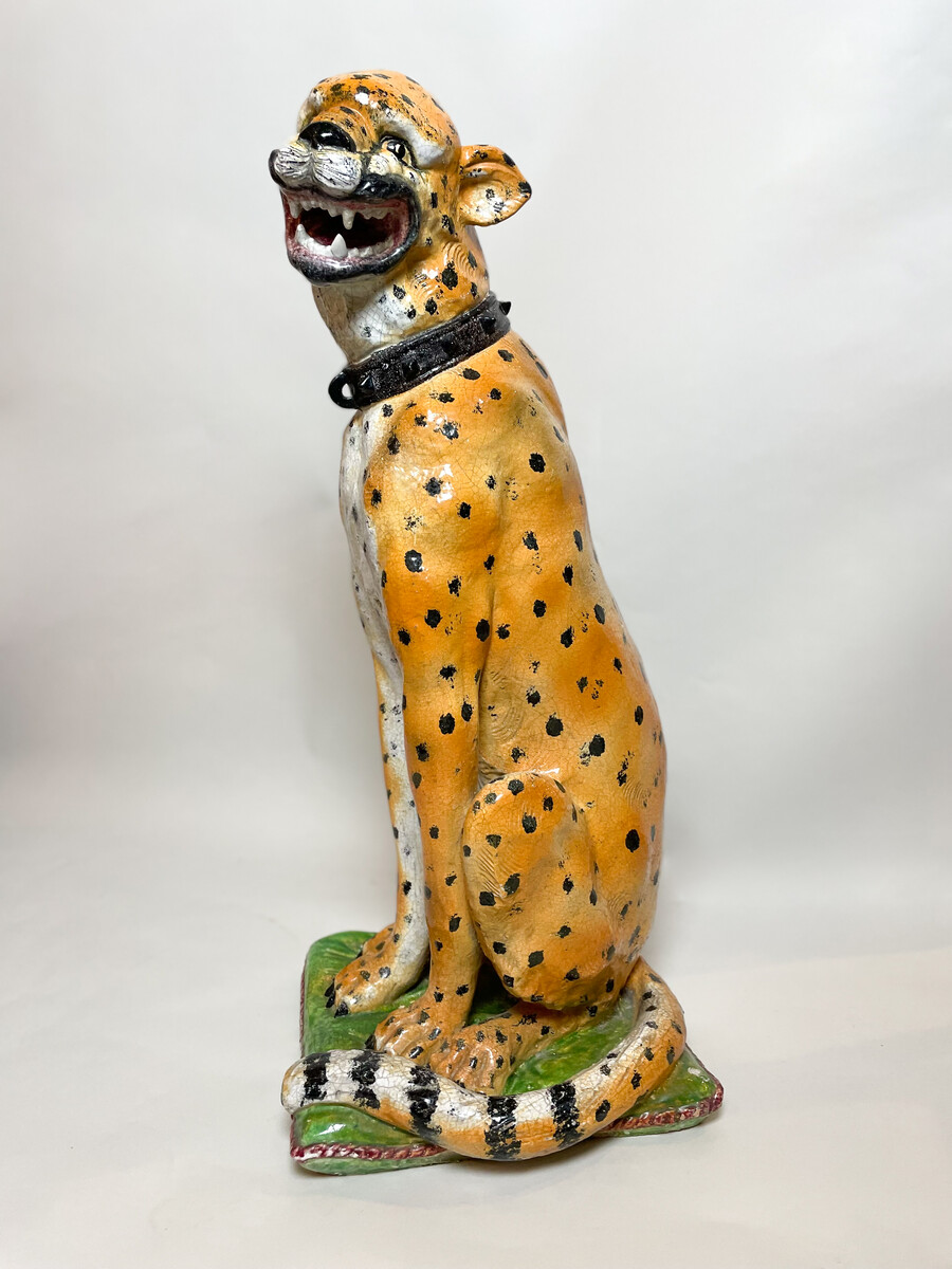 Ceramic Pair of Italian Leopards, 1900s