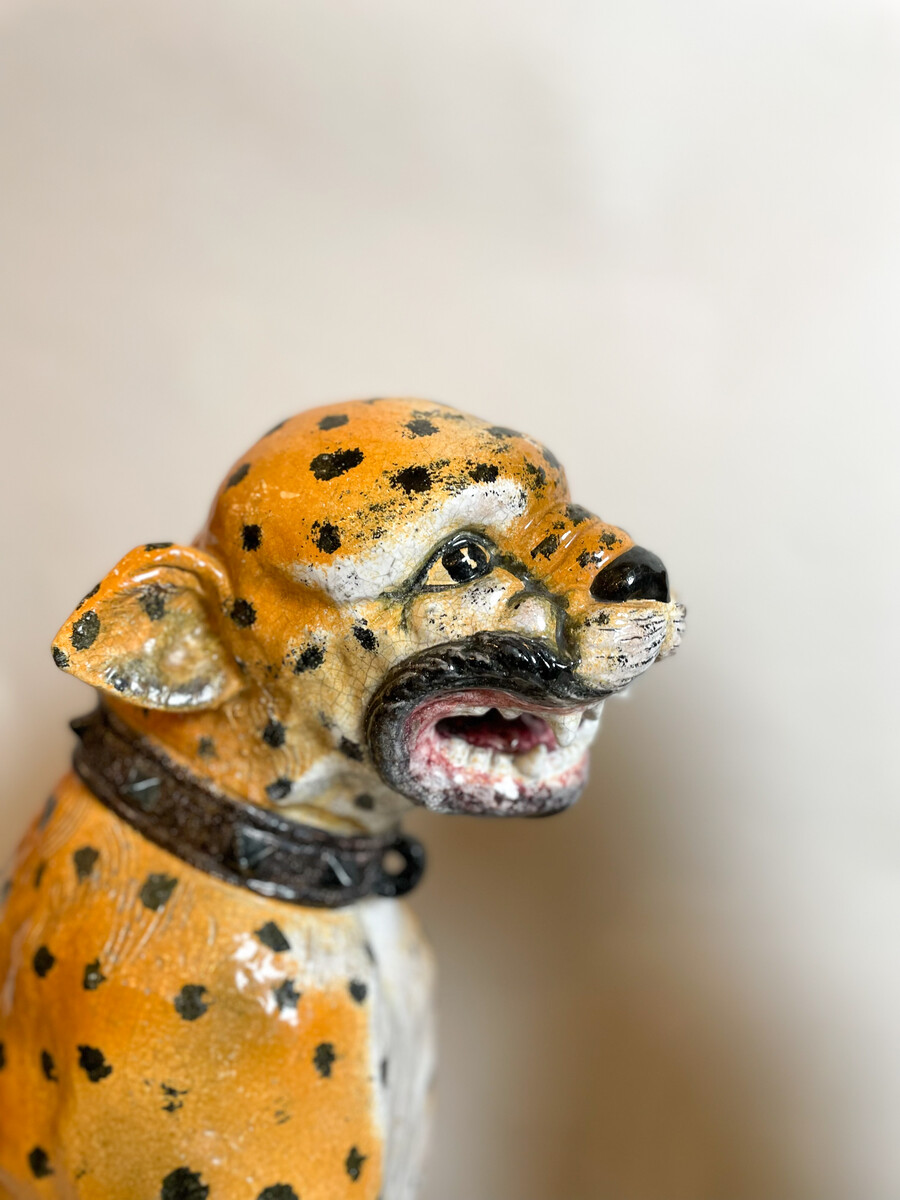 Ceramic Pair of Italian Leopards, 1900s