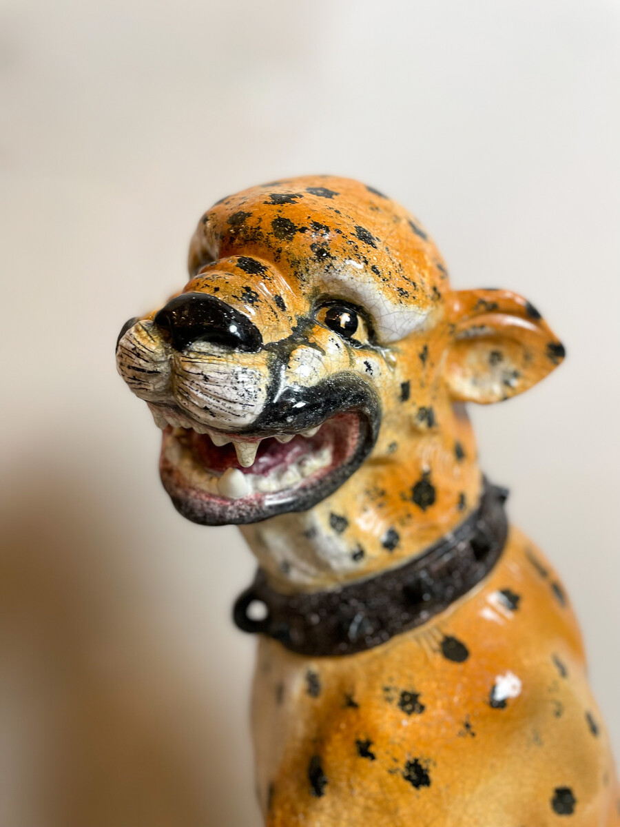 Ceramic Pair of Italian Leopards, 1900s