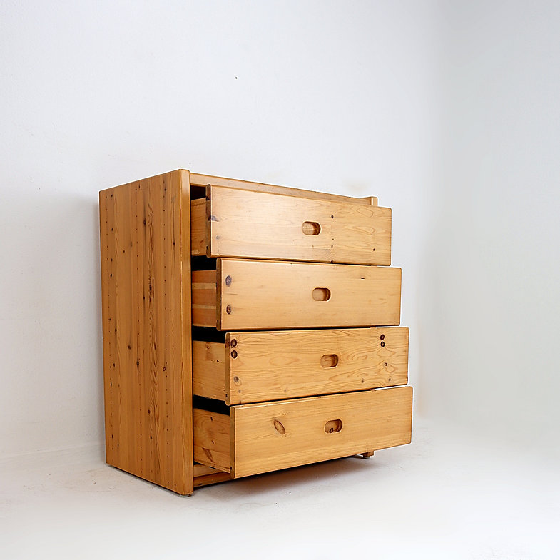 chest of drawers in solid pine -in the style of Charlotte Perriand