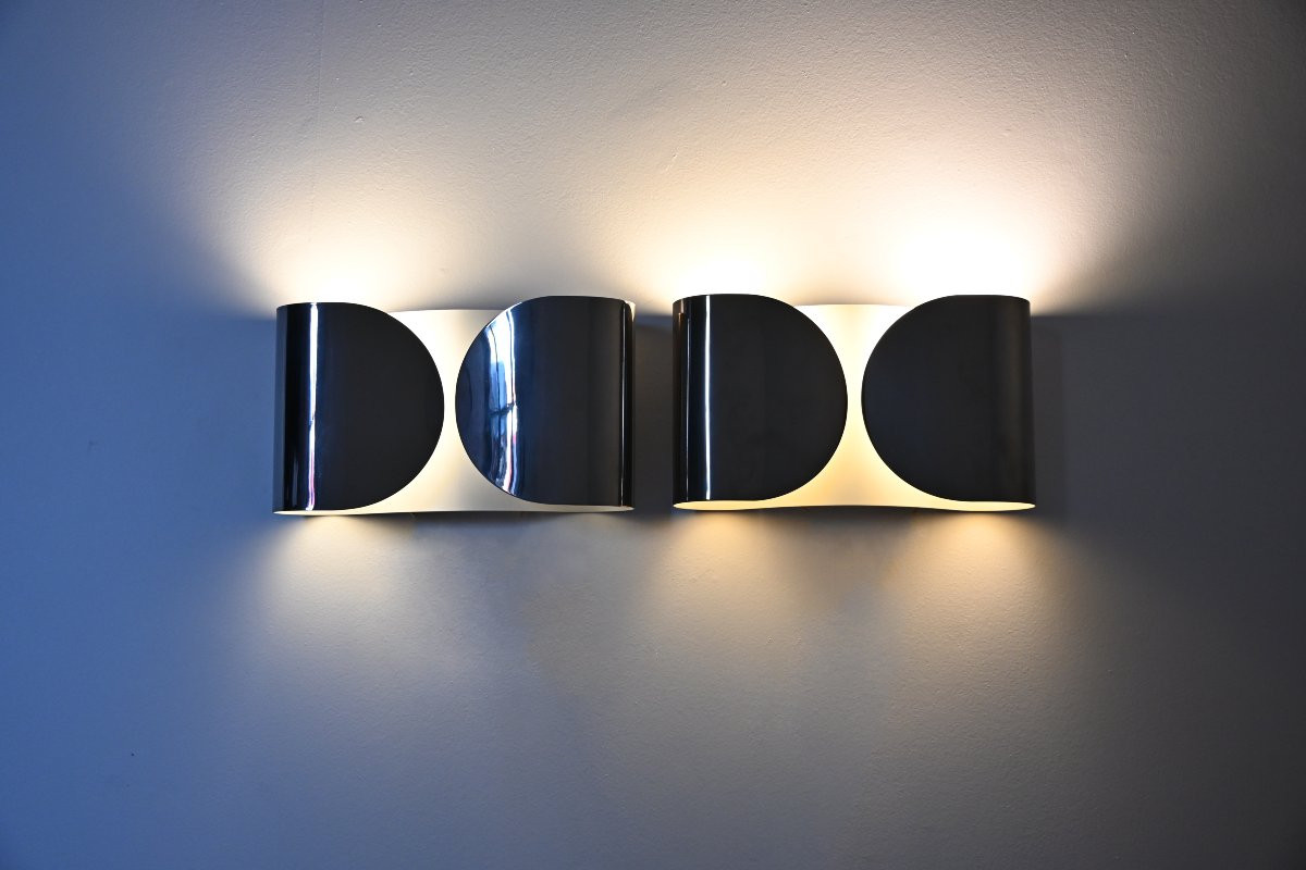 Chrome Foglio Sconces by Tobia & Afra Scarpa for Flos, 1960s, set of 2