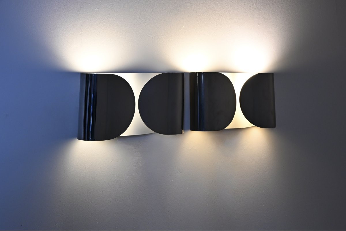 Chrome Foglio Sconces by Tobia & Afra Scarpa for Flos, 1960s, set of 2