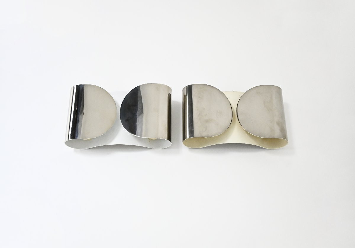 Chrome Foglio Sconces by Tobia & Afra Scarpa for Flos, 1960s, set of 2