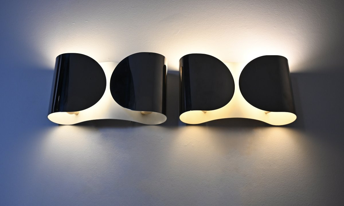 Chrome Foglio Sconces by Tobia & Afra Scarpa for Flos, 1960s, set of 2