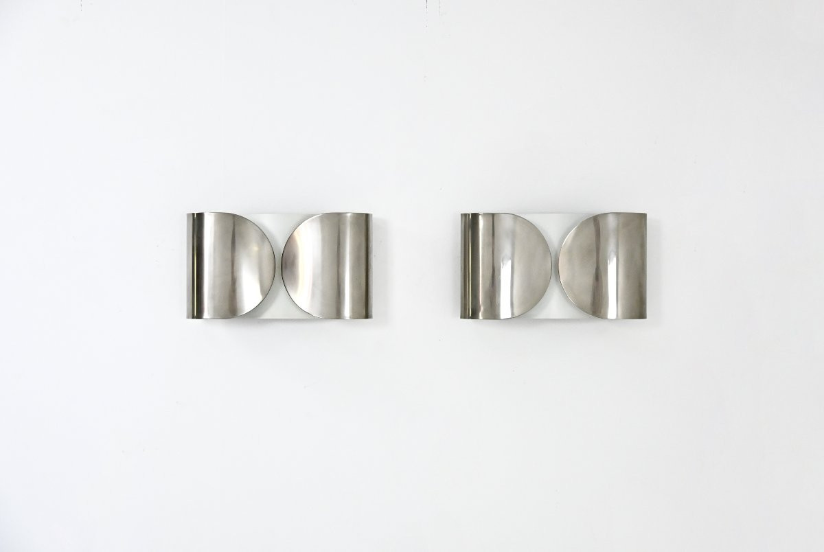 Chrome Foglio Sconces by Tobia & Afra Scarpa for Flos, 1960s, set of 2