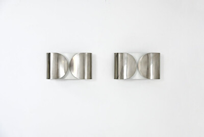Chrome Foglio Sconces by Tobia & Afra Scarpa for Flos, 1960s, set of 2
