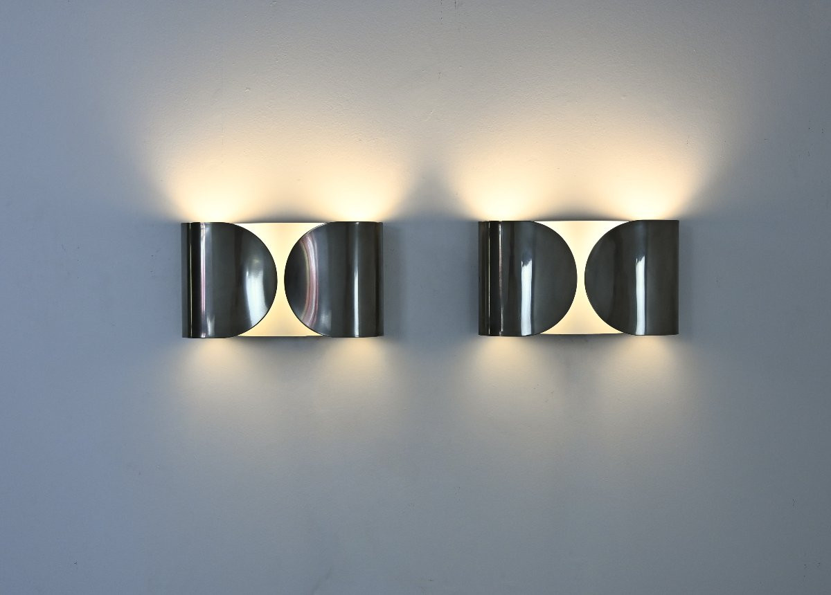 Chrome Foglio Sconces by Tobia & Afra Scarpa for Flos, 1960s, set of 2