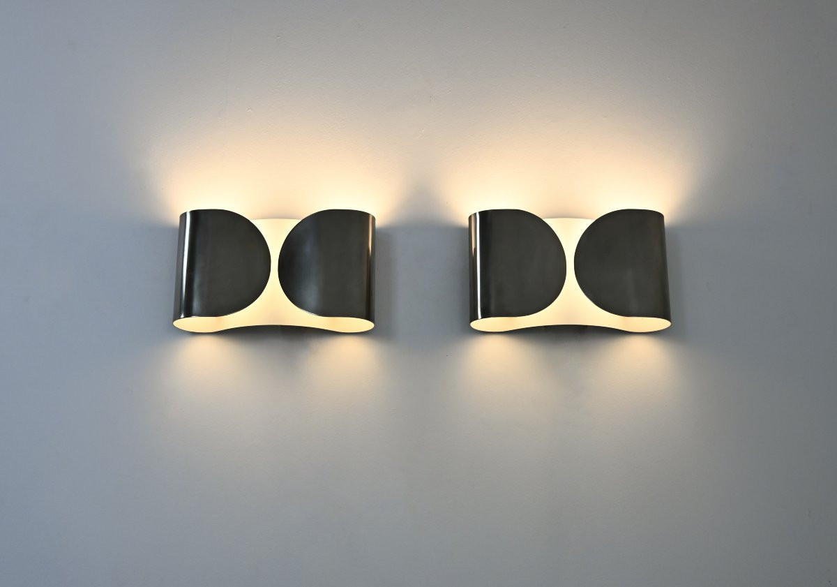 Chrome Foglio Sconces by Tobia & Afra Scarpa for Flos, 1960s, set of 2