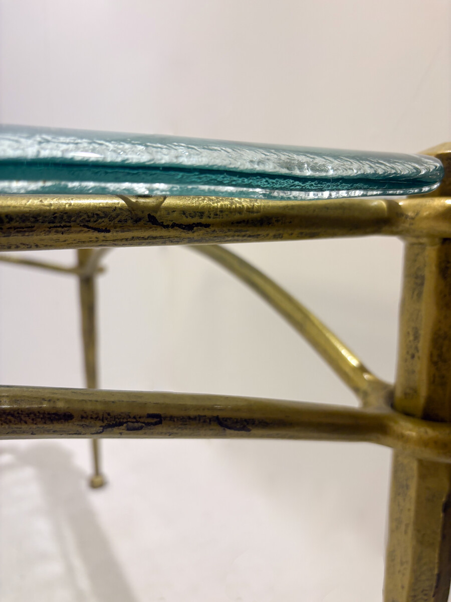 Coffee Table in the style of Lothar Klute, Gilt Metal and Glass, Germany