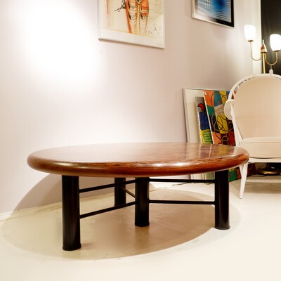 Coffee table in Wenge Mosaico & metal - Top by Dieter Waeckerlin