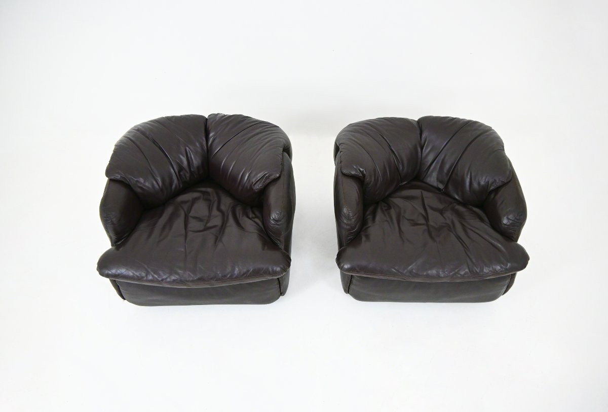 Confidential Lounge chairs by Alberto Rosselli for Saporiti Italia, 1970s