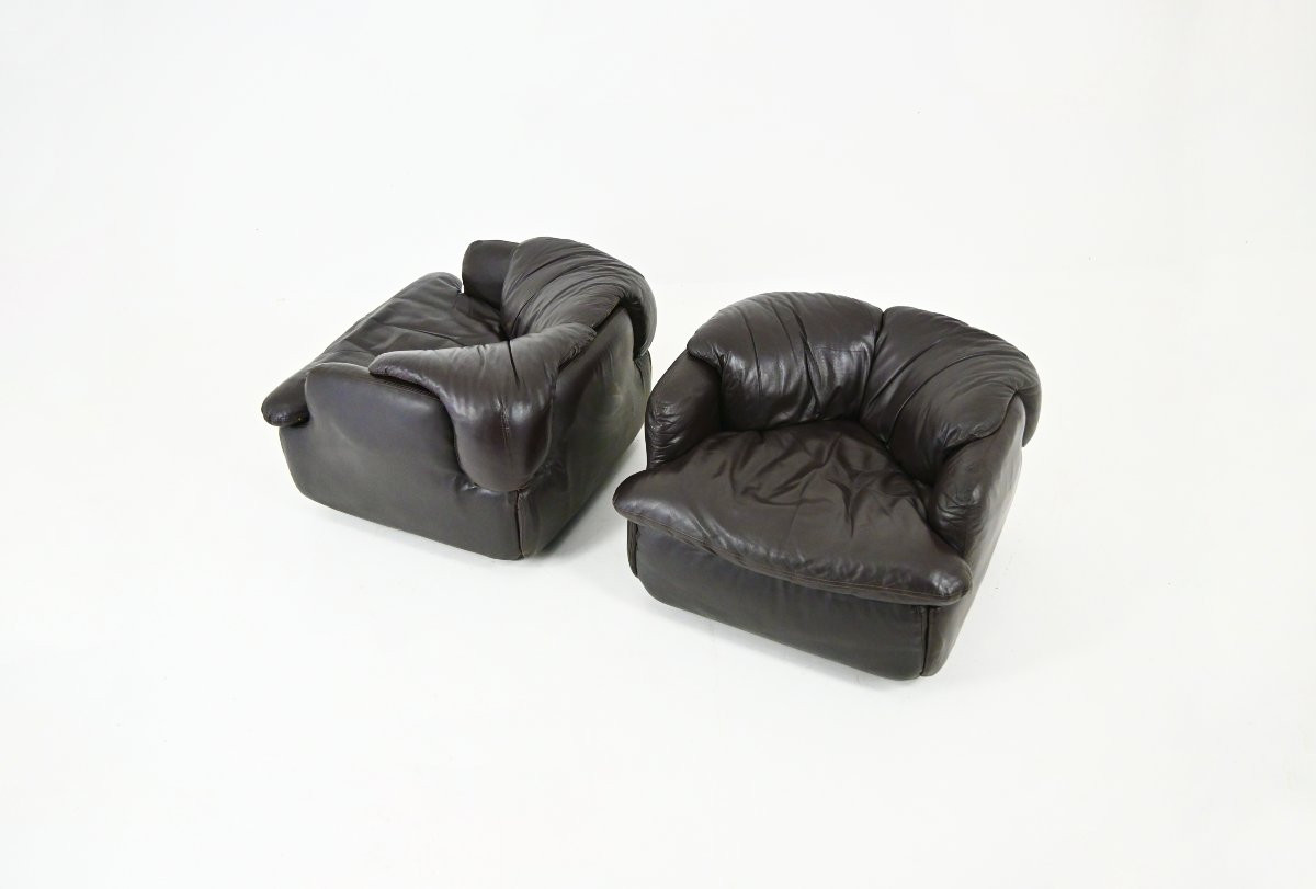 Confidential Lounge chairs by Alberto Rosselli for Saporiti Italia, 1970s