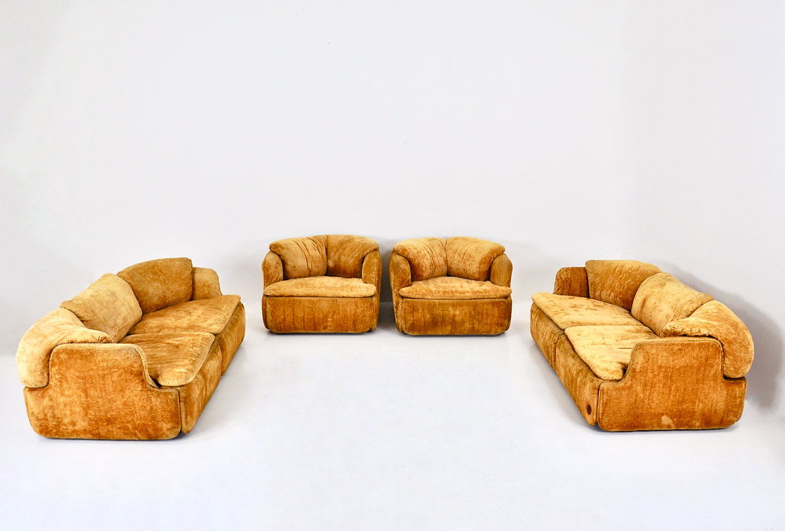 Confidential sofa set by Alberto Rosselli for Saporiti, 1970s