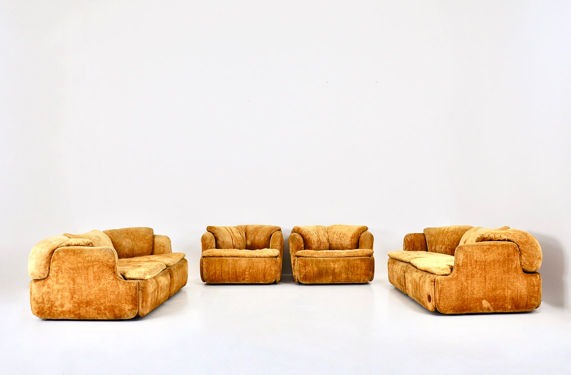 Confidential sofa set by Alberto Rosselli for Saporiti, 1970s