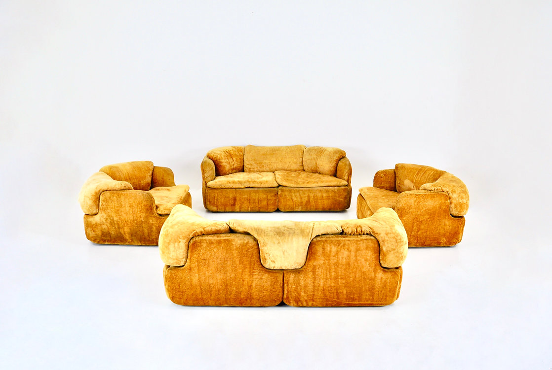 Confidential sofa set by Alberto Rosselli for Saporiti, 1970s