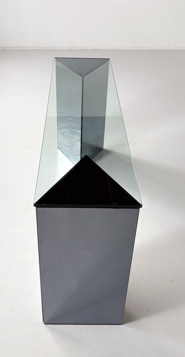 Console by Guiseppe Raimondi for Cristal Art, Mirrored Glass, Italy, 1970s
