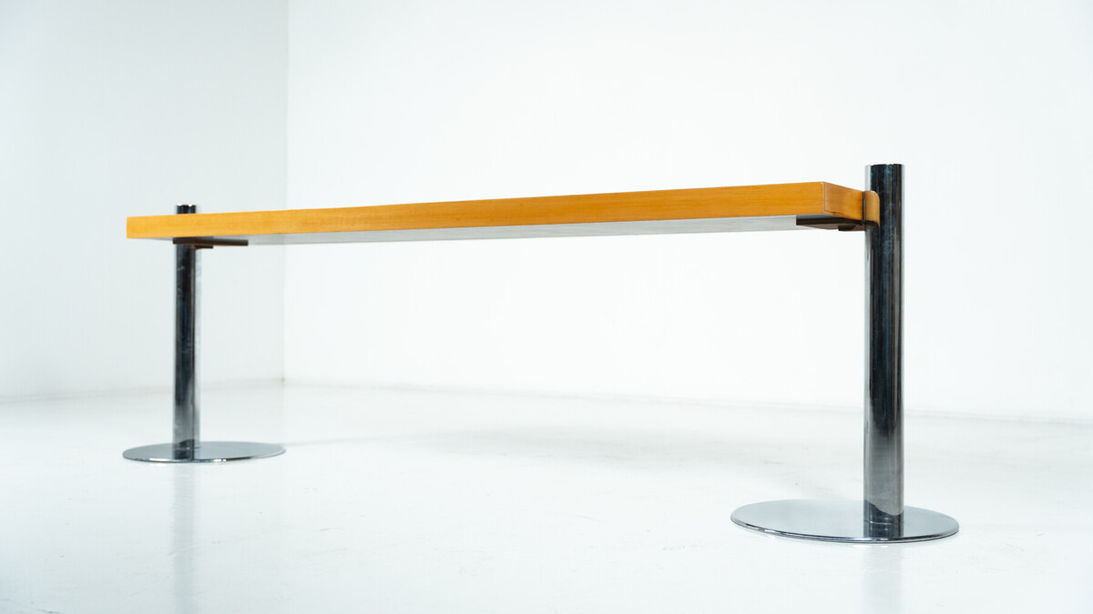 Console in Ash Wood and Metal attributed to Sergio Asti for Poltronova, 1970s