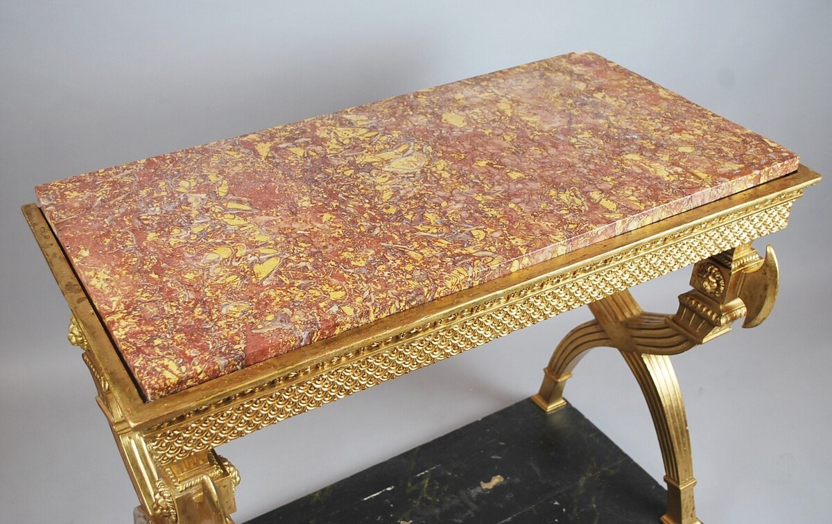 Console In Golden Wood, Marble, Sweden ( Circa 1800 )