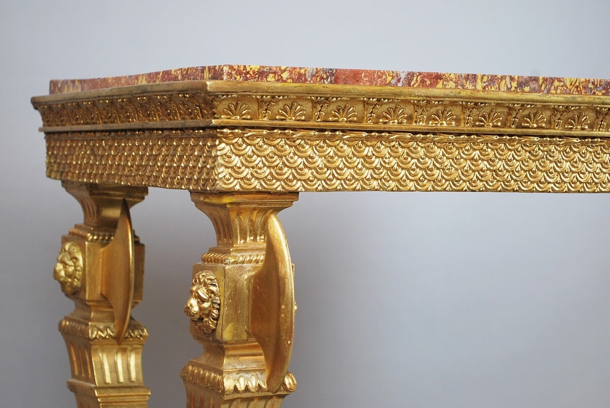 Console In Golden Wood, Marble, Sweden ( Circa 1800 )