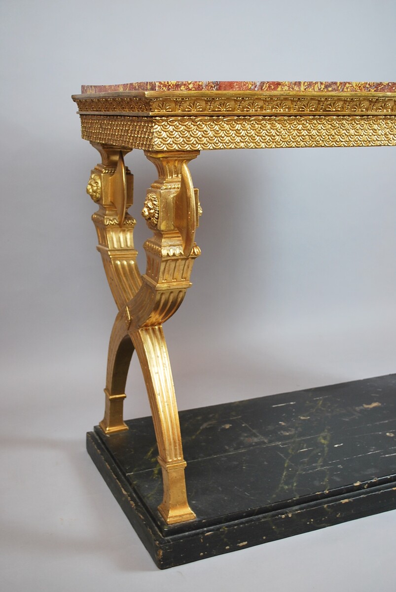 Console In Golden Wood, Marble, Sweden ( Circa 1800 )