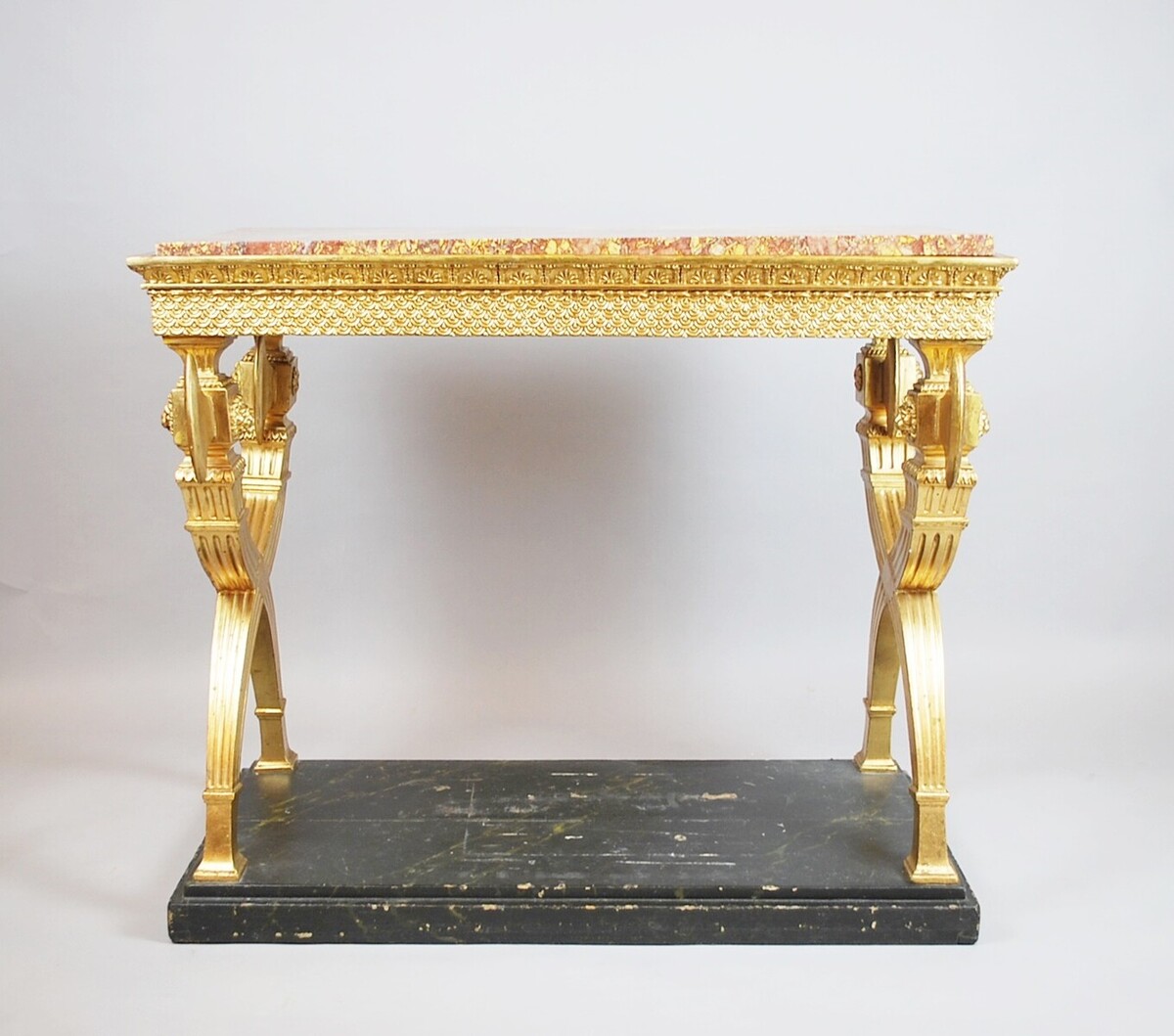 Console In Golden Wood, Marble, Sweden ( Circa 1800 )