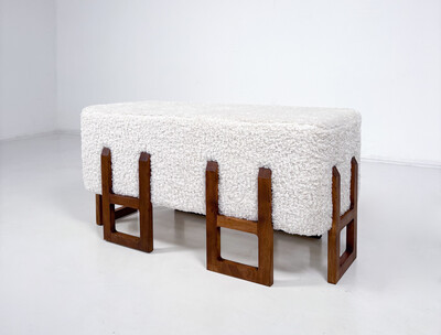 Contemporary Bench, Wood and Fabric, Italy