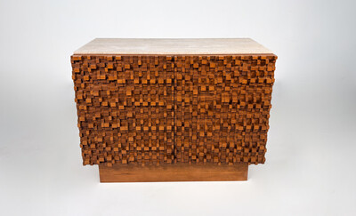 Contemporary Brutalist Sideboard with Travertine Top, Italy