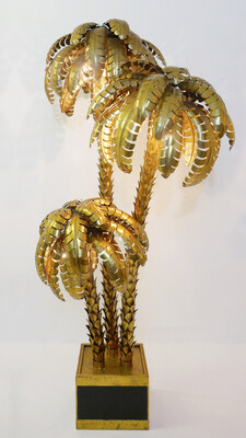 Contemporary Gilded Palm Floor Lamp, Gold Finish