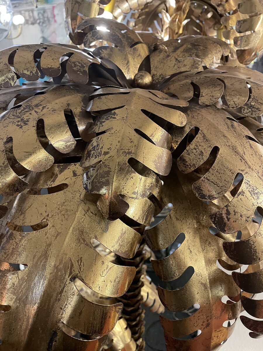 Contemporary Gilded Palm Floor Lamp, Gold Finish