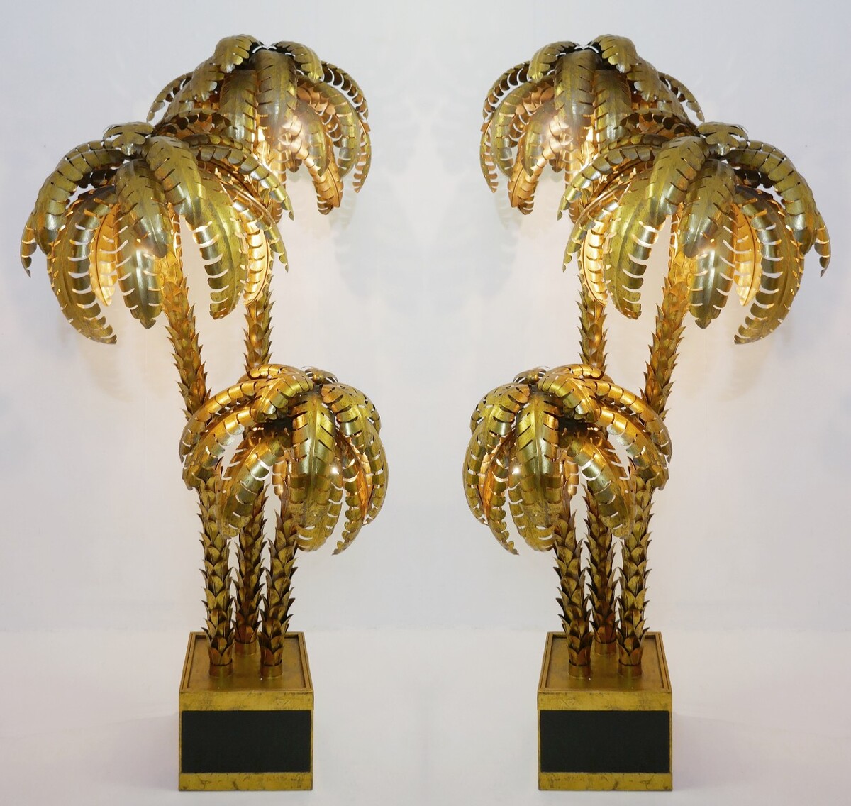 Contemporary Gilded Palm Floor Lamp, Gold Finish