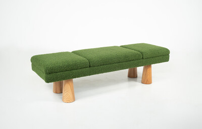 Contemporary Green Bench, Wood and Fabric, Italy