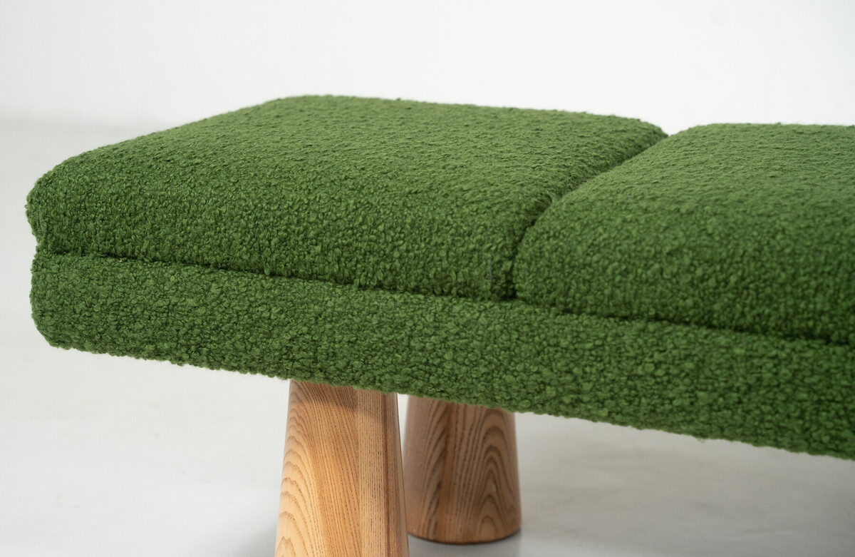 Contemporary Green Bench, Wood and Fabric, Italy