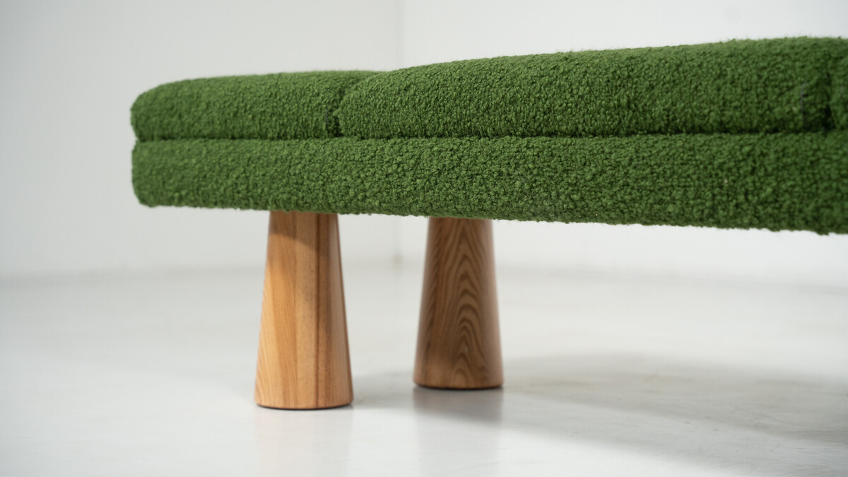 Contemporary Green Bench, Wood and Fabric, Italy