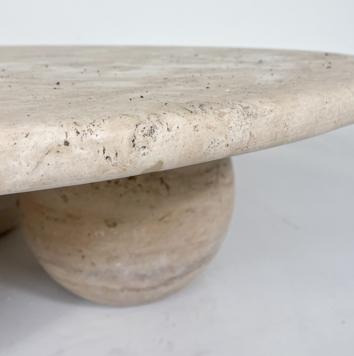 Contemporary Round Travertine Coffee Table, Italy