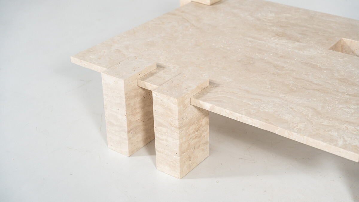 Contemporary Travertine Coffee Table, Italy