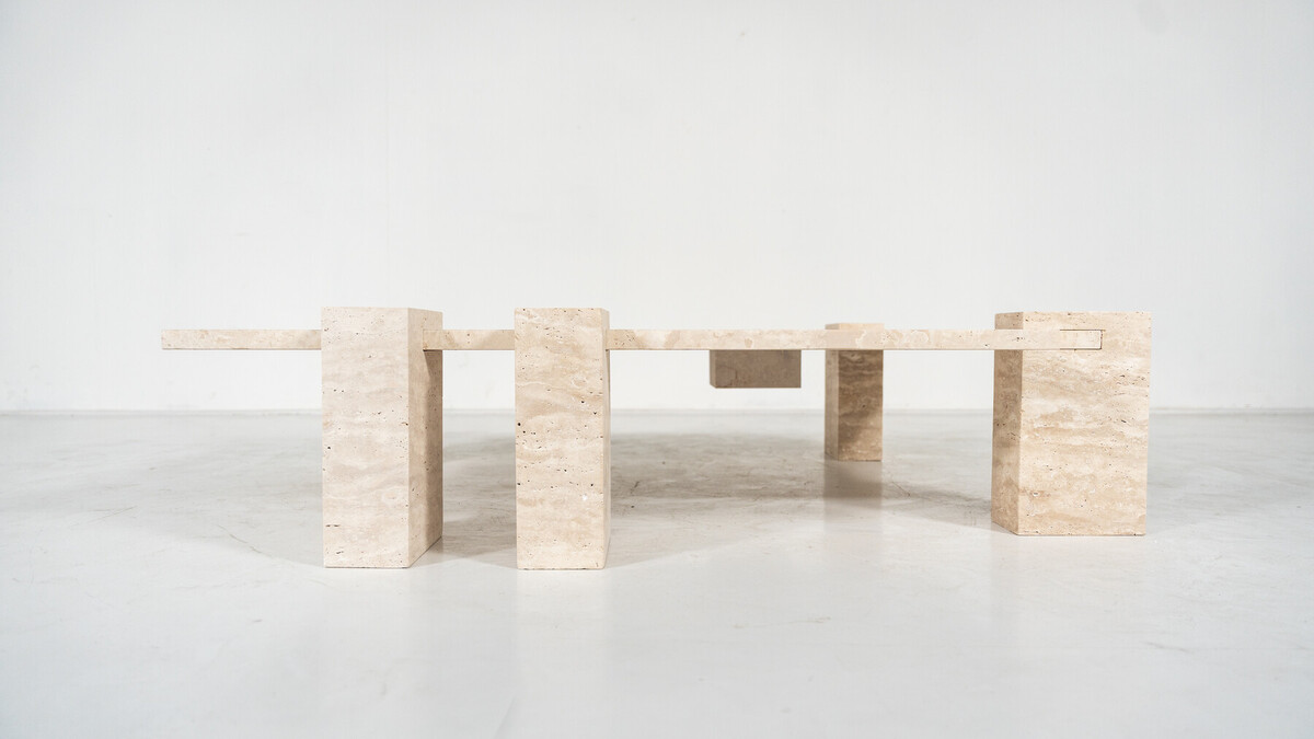 Contemporary Travertine Coffee Table, Italy