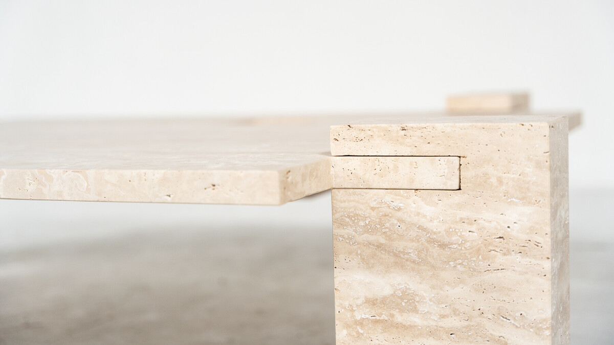 Contemporary Travertine Coffee Table, Italy