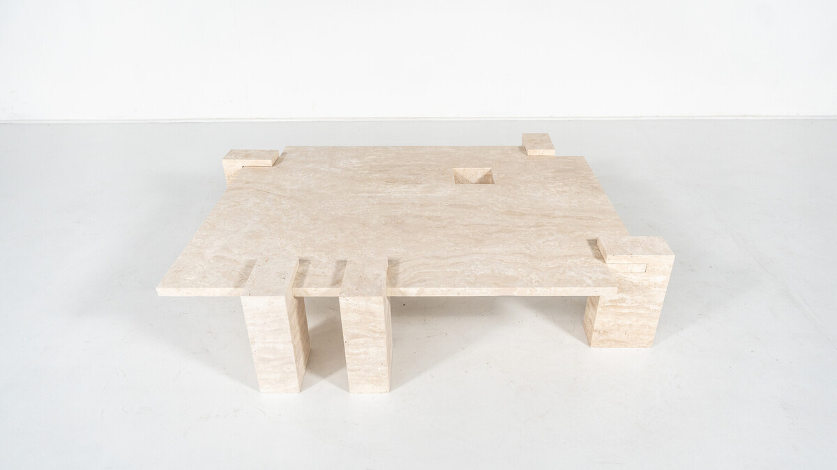 Contemporary Travertine Coffee Table, Italy