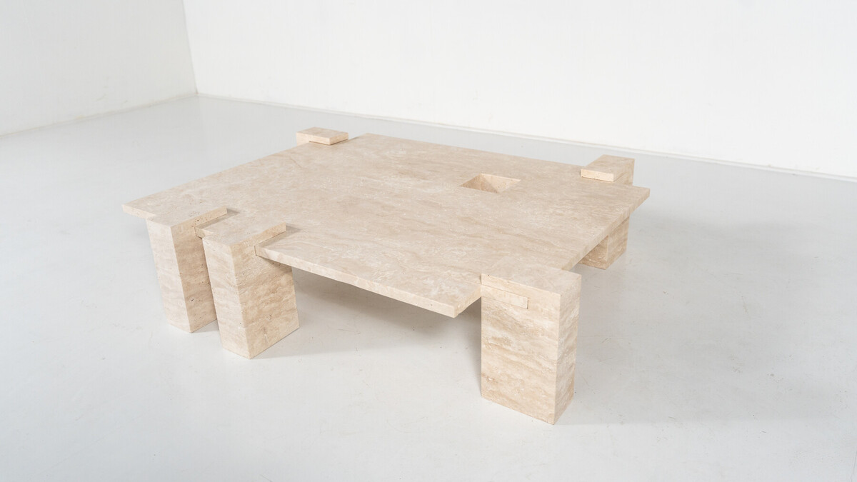 Contemporary Travertine Coffee Table, Italy