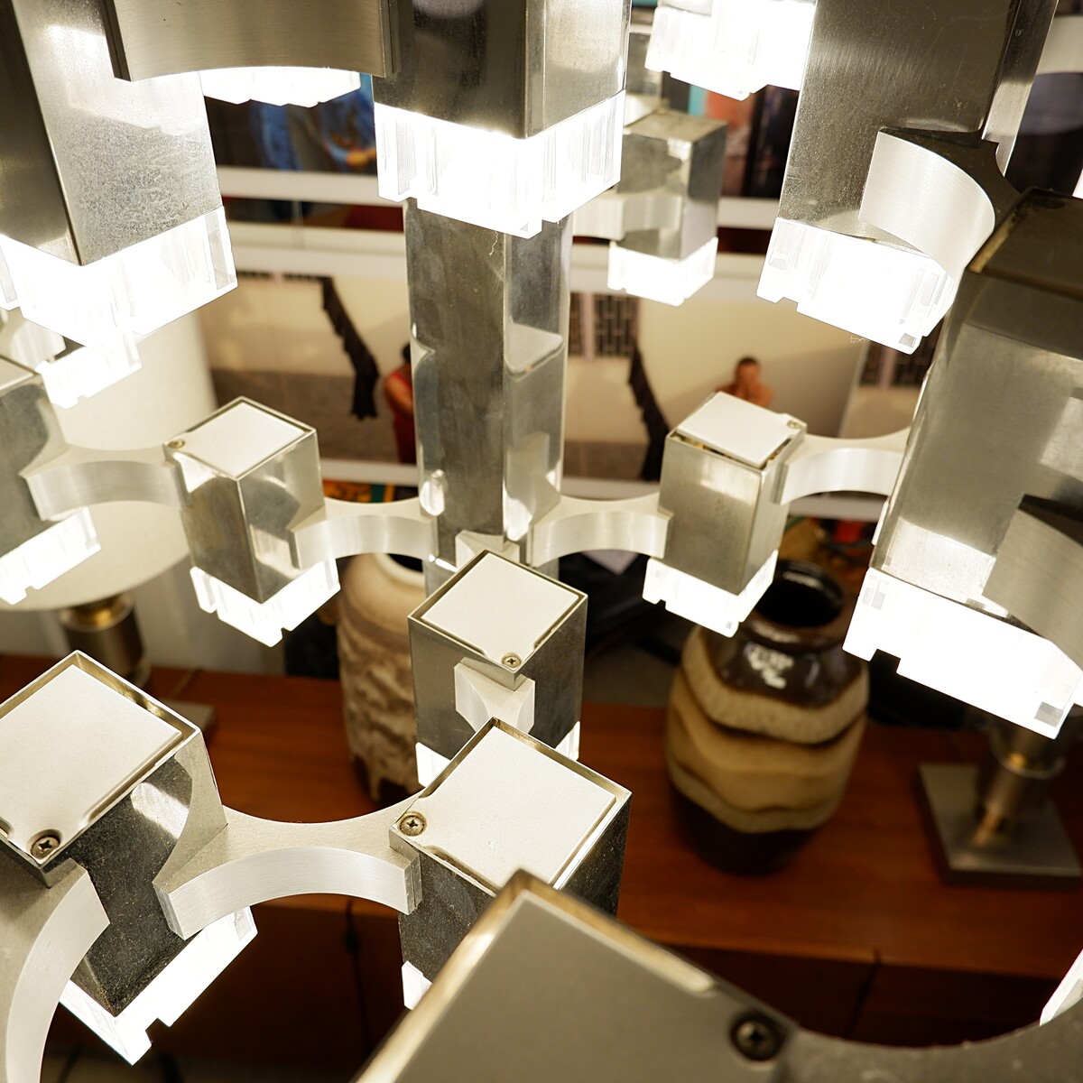 'Cubic' Chandelier 37 Lights by Gaetano Sciolari, Italy, 1970s