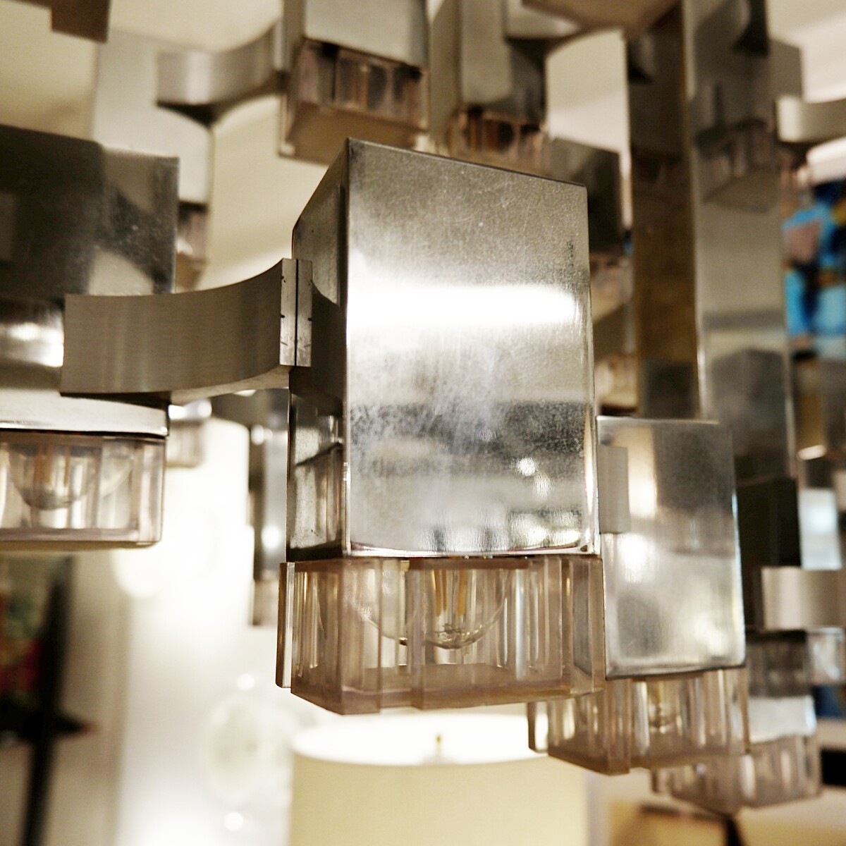 'Cubic' Chandelier 37 Lights by Gaetano Sciolari, Italy, 1970s