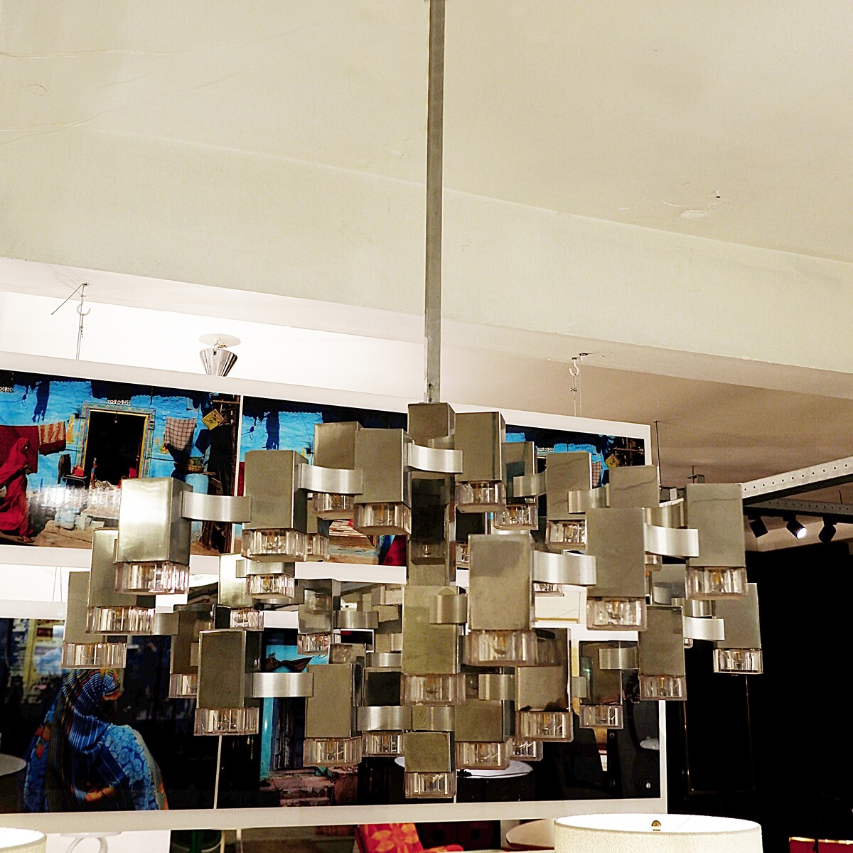'Cubic' Chandelier 37 Lights by Gaetano Sciolari, Italy, 1970s
