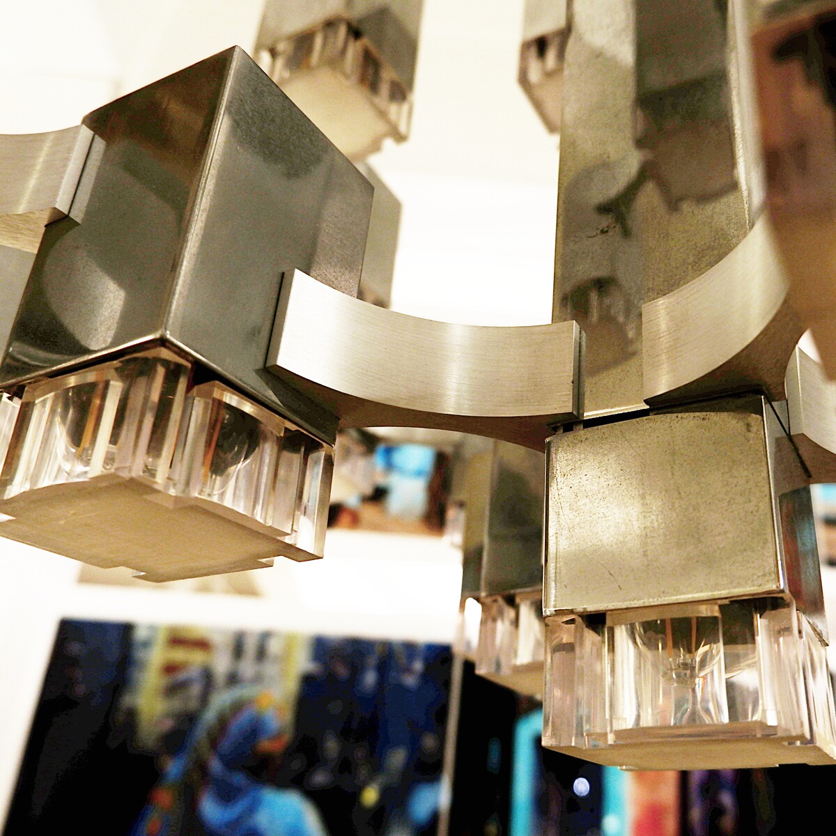 'Cubic' Chandelier 37 Lights by Gaetano Sciolari, Italy, 1970s