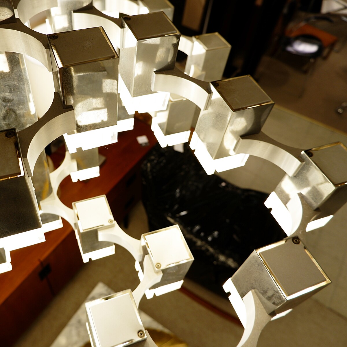 'Cubic' Chandelier 37 Lights by Gaetano Sciolari, Italy, 1970s