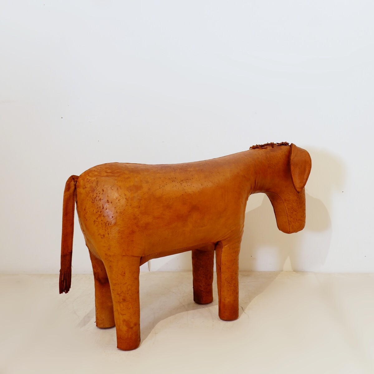 Dimitri Omersa Donkey Leather Footstool, England, 1960s-70s